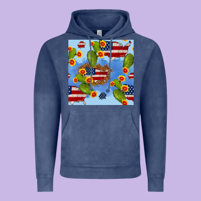Usa Map Cactus And Sunflower Seamless Pattern Vintage Hoodie Designed By Bundleandbundleshop