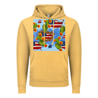 Vintage Mustard usa map cactus and sunflower seamless pattern Vintage Hoodie - BundleAndBundleShop