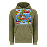 Vintage Olive usa map cactus and sunflower seamless pattern Vintage Hoodie - BundleAndBundleShop