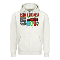 Oatmeal Heather birthday boy 5 Zipper Hoodie - BundleAndBundleShop
