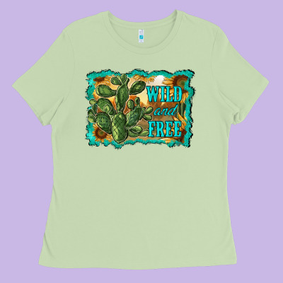 Wild And Free Cactus Ladies Tee Designed By Ranaportraitstore