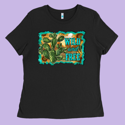 Wild And Free Cactus Ladies Tee Designed By Ranaportraitstore