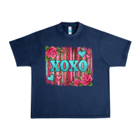Navy xoxo valentines day leopard glitter brushstroke Urban Heavy Tee - Jasminsmagicworld