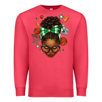 Cardinal Afro Messy Bun Basketball Green Bow Premium Sweatshirt - texasbilliewilder