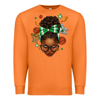 Carrot Afro Messy Bun Basketball Green Bow Premium Sweatshirt - texasbilliewilder