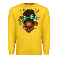 Lemon Afro Messy Bun Basketball Green Bow Premium Sweatshirt - texasbilliewilder