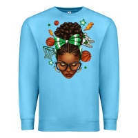 Ocean Blue Afro Messy Bun Basketball Green Bow Premium Sweatshirt - texasbilliewilder