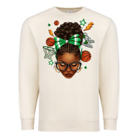 Sandshell Afro Messy Bun Basketball Green Bow Premium Sweatshirt - texasbilliewilder