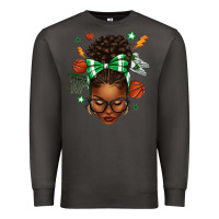 Afro Messy Bun Basketball Green Bow Premium Sweatshirt | Teevron