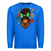 True Royal Afro Messy Bun Basketball Green Bow Premium Sweatshirt - texasbilliewilder