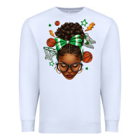 White Afro Messy Bun Basketball Green Bow Premium Sweatshirt - texasbilliewilder