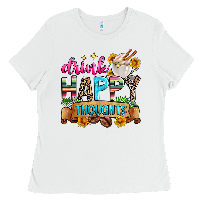 Drink Happy Thoughts Ladies Tee by Zillion Design Studio | Teevron