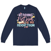Navy reading fiction is my addiction Long Sleeve Tee - MaliasSmallBusiness