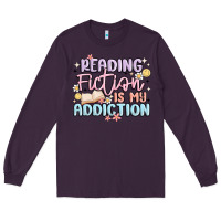 Plum reading fiction is my addiction Long Sleeve Tee - MaliasSmallBusiness