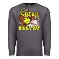 Charcoal Heather It's a Softball kinda day leopard Premium Sweatshirt - NancyCooperArtShop