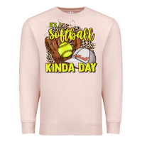 Pale Pink It's a Softball kinda day leopard Premium Sweatshirt - NancyCooperArtShop