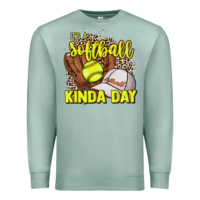 It's A Softball Kinda Day Leopard Premium Sweatshirt by NancyCooperArtShop | Teevron