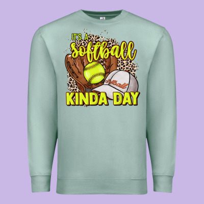 It's A Softball Kinda Day Leopard Premium Sweatshirt Designed By Nancycooperartshop