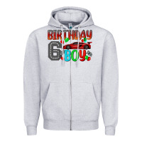 Heather Grey birthday boy 6 Zipper Hoodie - BundleAndBundleShop
