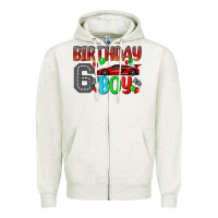 Oatmeal Heather birthday boy 6 Zipper Hoodie - BundleAndBundleShop