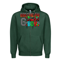 Sports Green birthday boy 6 Zipper Hoodie - BundleAndBundleShop