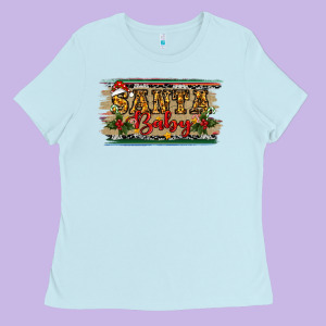 Christmas Western Santa Baby Ladies Tee Designed By Ranaportraitstore