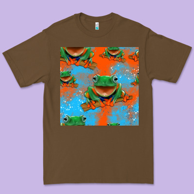 Funny Frogs Seamless Pattern Premium Tee Designed By Hra Design Shop
