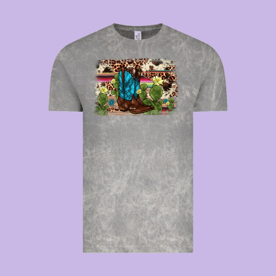 Cactus Boot Background Vintage Tee Designed By Adodesignshop