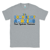 Heather Grey down right amazing down syndrome awareness Classic Tee - MaliasSmallBusiness