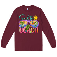 Burgundy salty beach Long Sleeve Tee - MaliasSmallBusiness