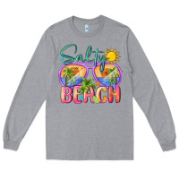 Heather Grey salty beach Long Sleeve Tee - MaliasSmallBusiness
