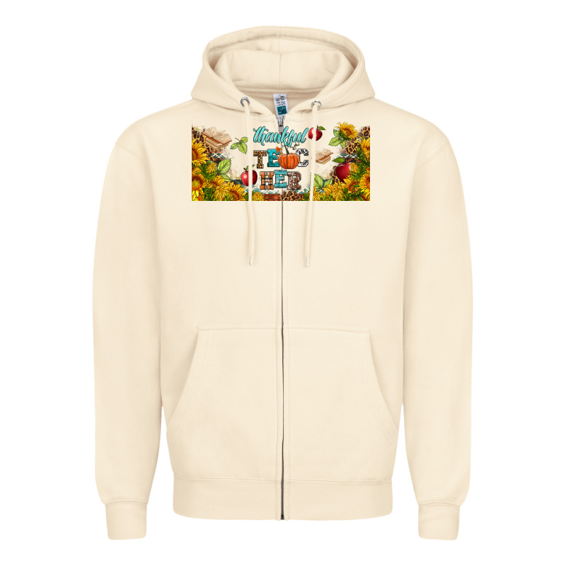 Thankful Teacher Fall Libbey Glass Zipper Hoodie by BundleAndBundleShop | Teevron