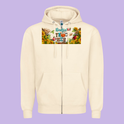 Thankful Teacher Fall Libbey Glass Zipper Hoodie Designed By Bundleandbundleshop