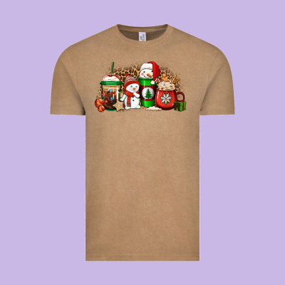 Christmas Snow Coffee Cups Vintage Tee Designed By Jasminsmagicworld
