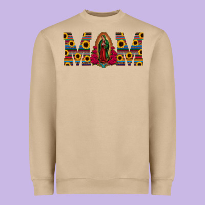 Mom Lady Of Guadalupe  Serape Sunflower Heavyweight Sweatshirt Designed By Jasminsmagicworld