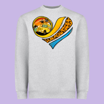School Bus Heart Heavyweight Sweatshirt Designed By Jasminsmagicworld