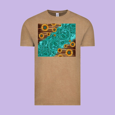Tooled Leather And Sunflowers Vintage Tee Designed By Jasminsmagicworld