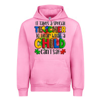 Fuchsia Pink it takes a special teacher to hear what a child can't say Urban Hoodie - OliviaCreatesArt