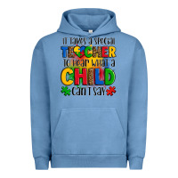 Pigment Pebble Blue it takes a special teacher to hear what a child can't say Urban Hoodie - OliviaCreatesArt