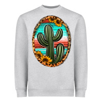 Heather Grey serape and sunflower cactus Heavyweight Sweatshirt - Jasminsmagicworld