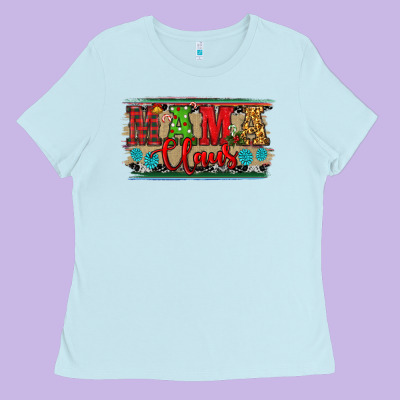 Christmas Western Mama Claus Ladies Tee Designed By Ranaportraitstore