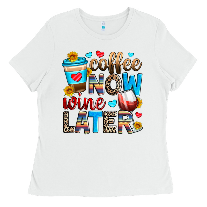 Coffee Now Wine Later Ladies Tee by Zillion Design Studio | Teevron