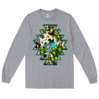 Heather Grey aztec  cowhide cactus gemstone Long Sleeve Tee - JahusDesignShop