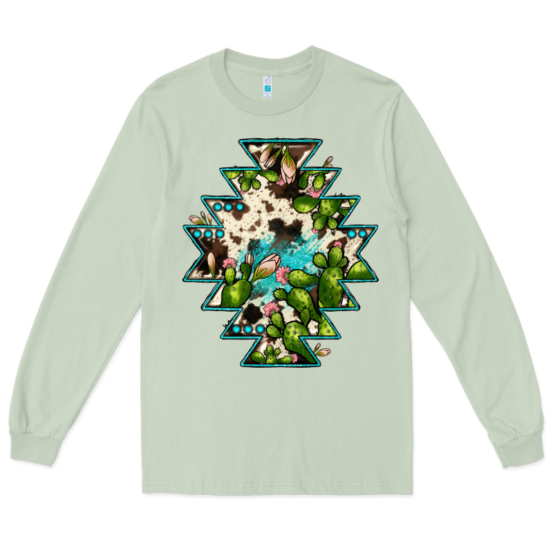 Aztec  Cowhide Cactus Gemstone Long Sleeve Tee by JahusDesignShop | Teevron