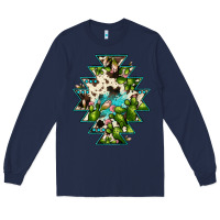 Navy aztec  cowhide cactus gemstone Long Sleeve Tee - JahusDesignShop