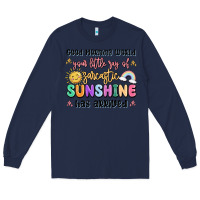 Navy good morning world your little ray of sarcastic Long Sleeve Tee - MaliasSmallBusiness
