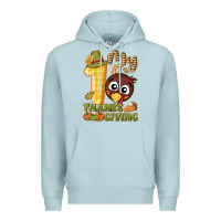 Blue Mist My 1st Thanksgiving with turkey Premium Hoodie - NancyCooperArtShop