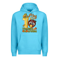 Ocean Blue My 1st Thanksgiving with turkey Premium Hoodie - NancyCooperArtShop