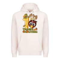 Pale Pink My 1st Thanksgiving with turkey Premium Hoodie - NancyCooperArtShop