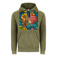 Vintage Olive 4th of july texas map with cow seamless pattern Vintage Hoodie - BundleAndBundleShop